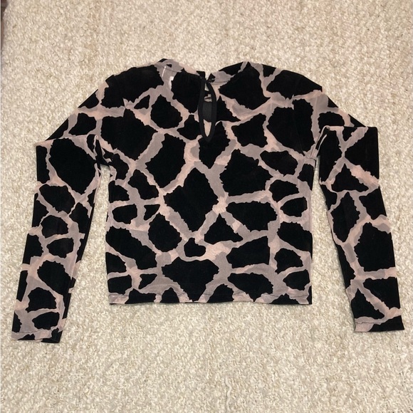 Topshop Giraffe Print Sheer Top size 6 Pink/Black - Picture 4 of 5